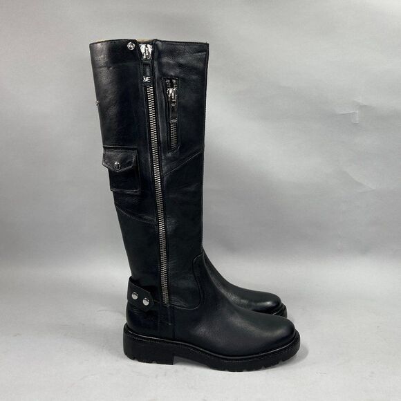Sam Edelman Shoes - Sam Edelman Lacy Boots Women's Size 7 Black‎ Leather Knee High Motorcycle Moto